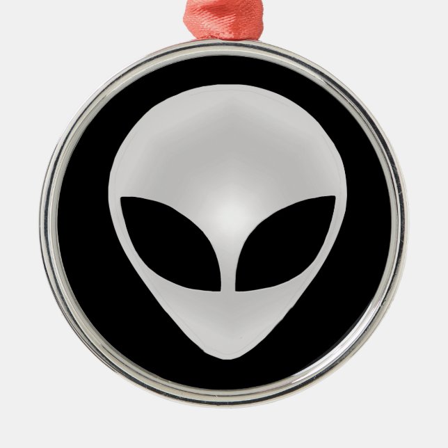 Alien Gray Head Silbernes Ornament (Vorne)