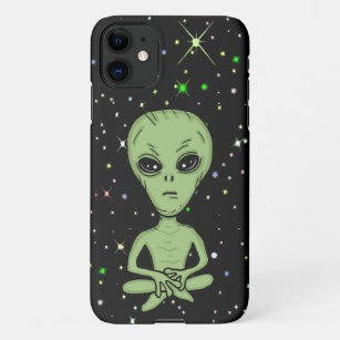 Alien Gray Starry Hintergrund Weltraum iPhone 11 Hülle