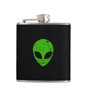Alien Green Head ufo Science Fiction Extraterrestl Flachmann