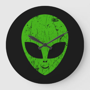 Alien Green Head ufo Science Fiction Extraterrestl Große Wanduhr