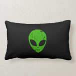 Alien Green Head ufo Science Fiction Extraterrestl Lendenkissen<br><div class="desc">Alien grüner Kopf ufo Science Fiction extrarestrisches Grunge Lächeln Gesicht</div>