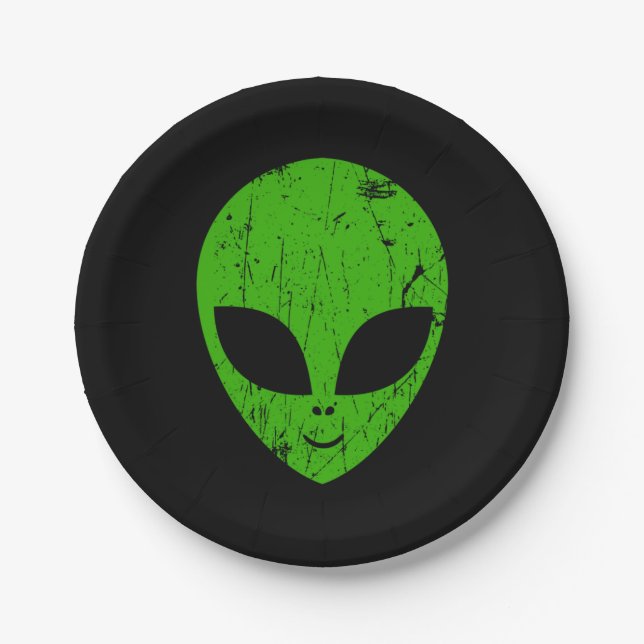 Alien Green Head ufo Science Fiction Extraterrestl Pappteller (Vorderseite)