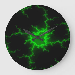 Alien Green Lightning Strikes in Pitch Black Große Wanduhr