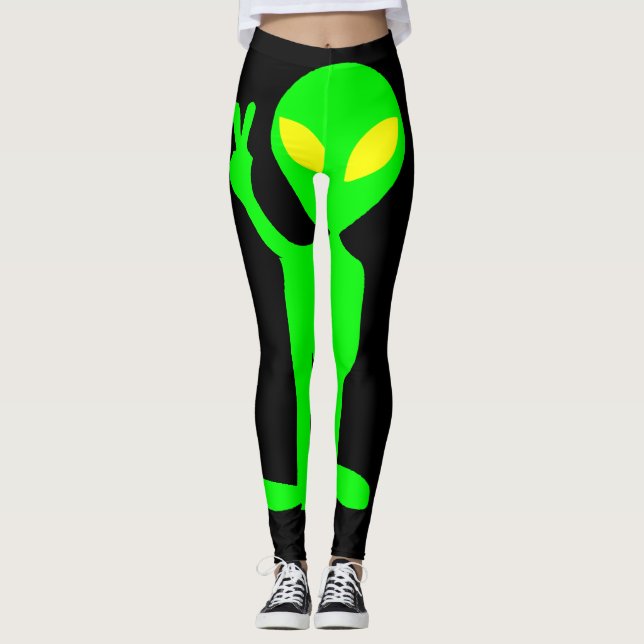 ALIEN GREEN MAN YOGA PANTS LEGGINGS (Vorderseite)