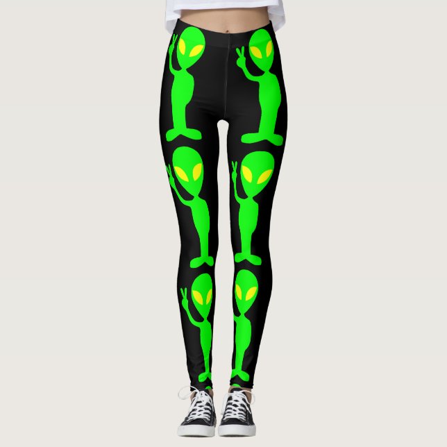 ALIEN GREEN MAN YOGA PANTS lustige LEGGINGS (Vorderseite)