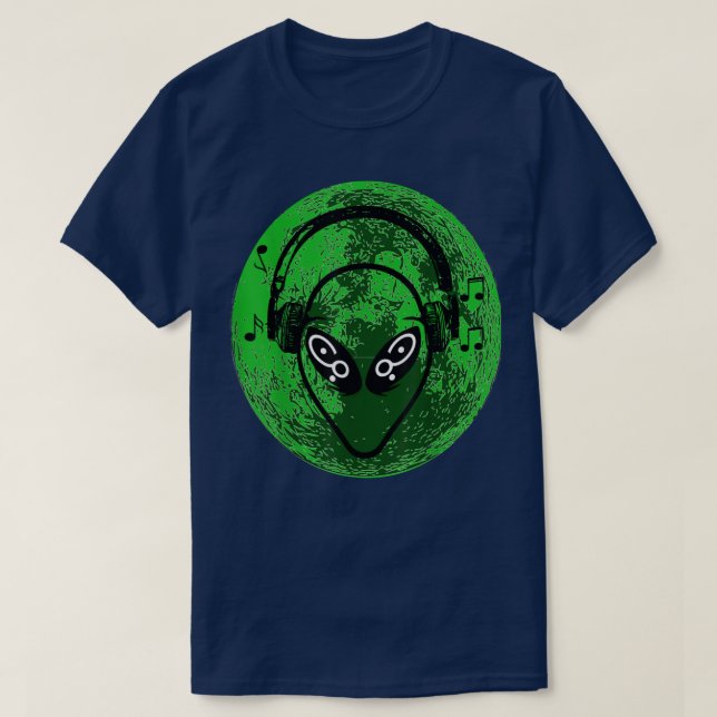 Alien Green Moon Music T-Shirt (Design vorne)
