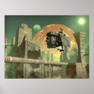 Alien green world poster