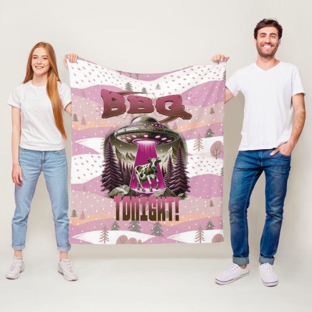 Alien GRILLEN Cow Abduction Joke Fleecedecke (Beispiel)