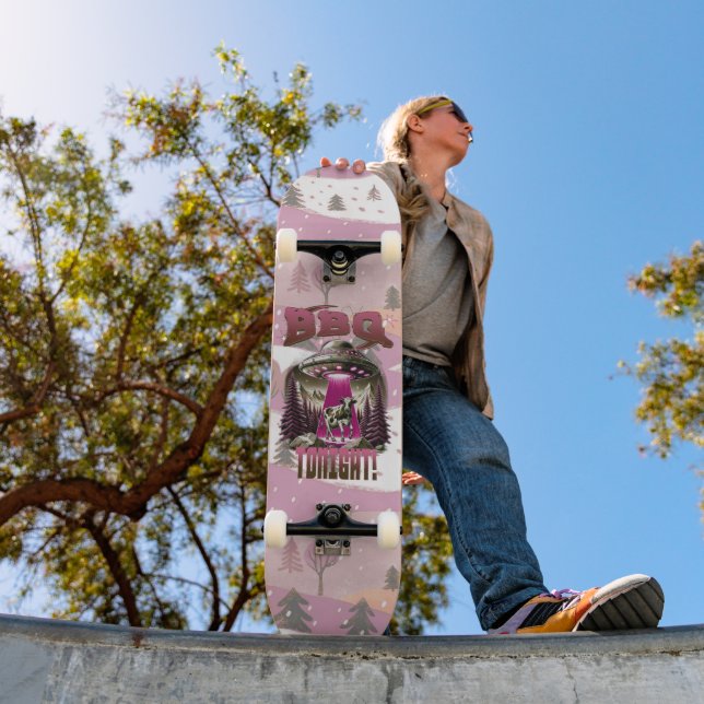 Alien GRILLEN Cow Abduction Joke Skateboard (Außenbereich 1)