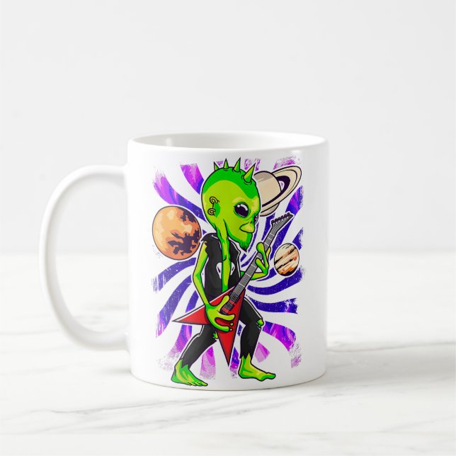 Alien Guitarist Playing Electric Guitar Ufo Rock M Kaffeetasse (Links)