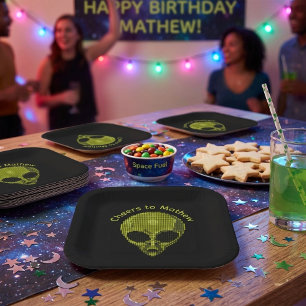 Alien-Halftone-Geschenktüte mit individuellem Text Pappteller