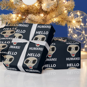 Alien Hallo Menschen Lustig  Geschenkpapier