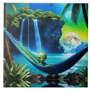 Alien Hammock zu einem Urlaub am Strand Fliese