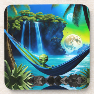 Alien Hammock zu einem Urlaub am Strand Getränkeuntersetzer