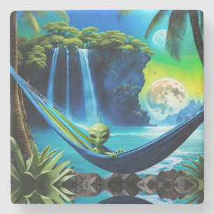 Alien-Hängematte im Strandurlaub Steinuntersetzer