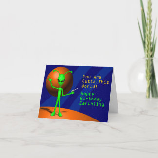Alien Happy Birthday Card Karte