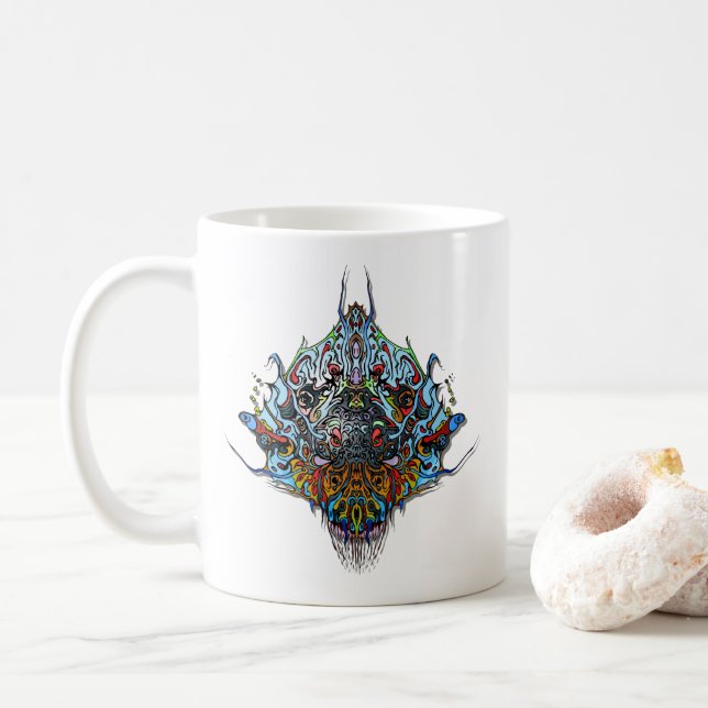 Alien Head - Blau Kaffeetasse (Mit Donut)