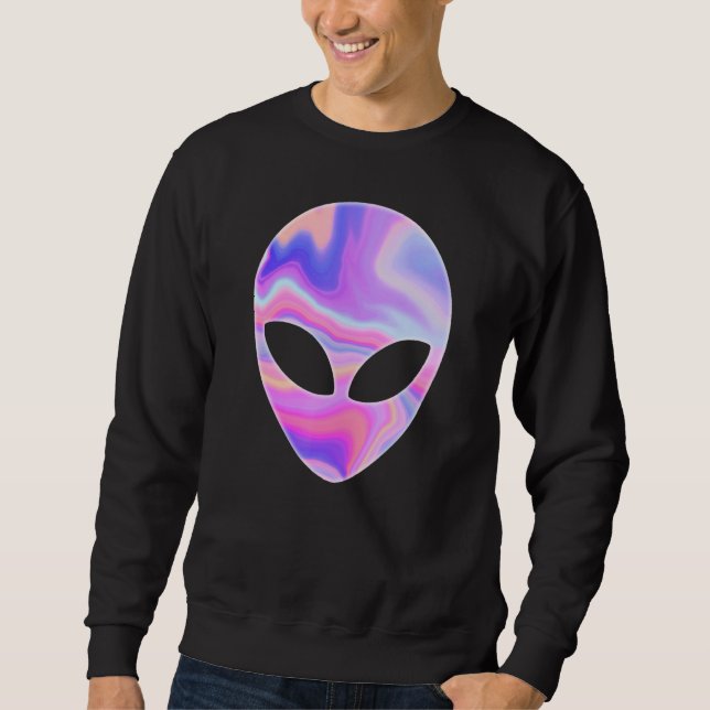 Alien Head Colorful Rave UFO Sweatshirt (Vorderseite)