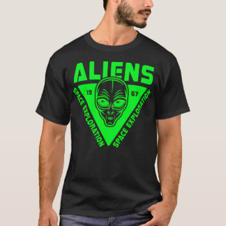 Alien Head Emblem mit Außerirdischen Weltraumforsc T-Shirt