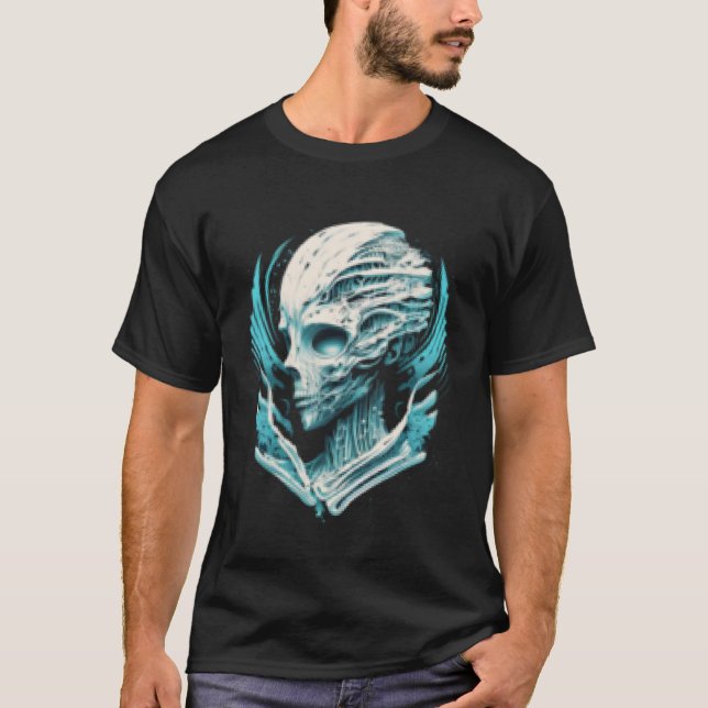 Alien Head Extraterrestrial UFO Glitch Alien Face T-Shirt (Vorderseite)