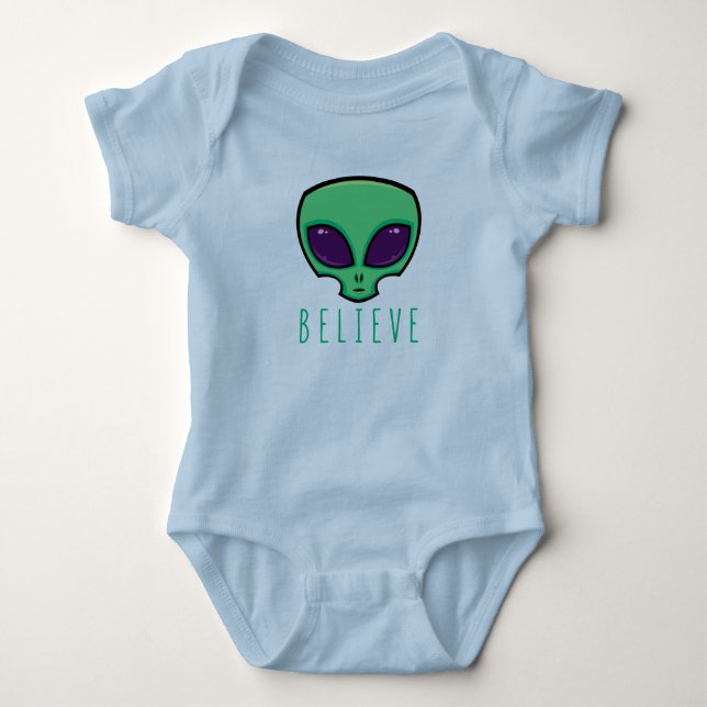 Alien Head glauben Baby Strampler (Vorderseite)