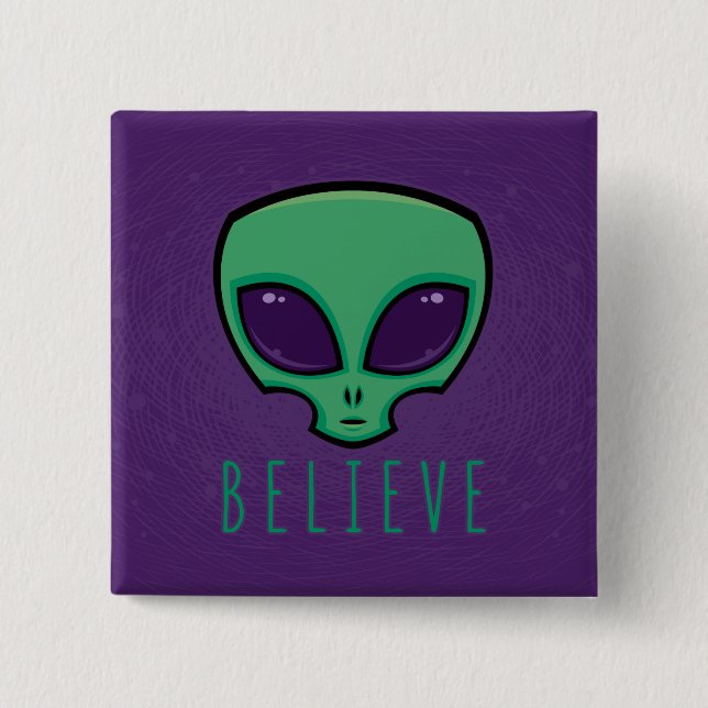 Alien Head glauben Button (Vorderseite)