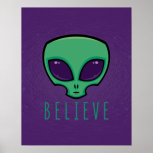 Alien Head glauben Poster