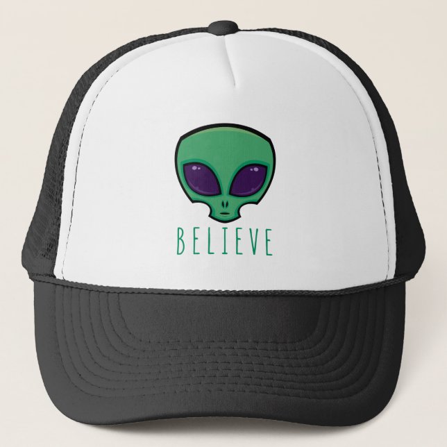 Alien Head glauben Truckerkappe (Vorderseite)