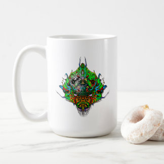 Alien Head green tribal design Kaffeetasse