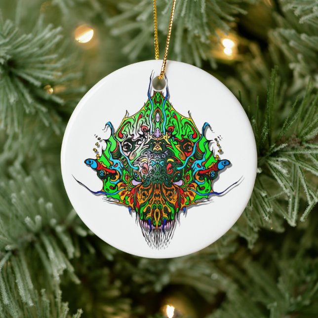 Alien Head - grün Keramik Ornament (Baum)