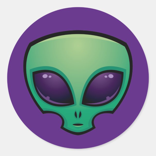 Alien Head Icon Runder Aufkleber (Vorderseite)