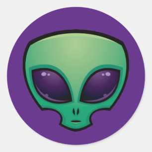 Alien Head Icon Runder Aufkleber