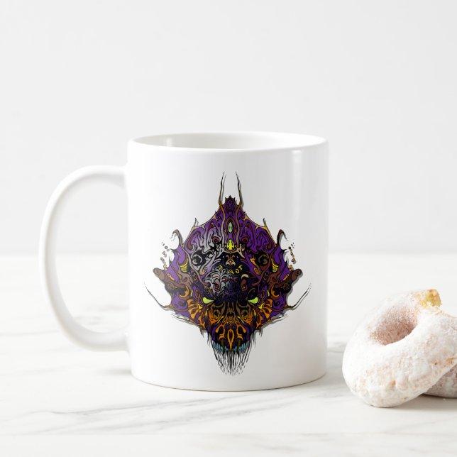 Alien Head - lila Kaffeetasse (Mit Donut)