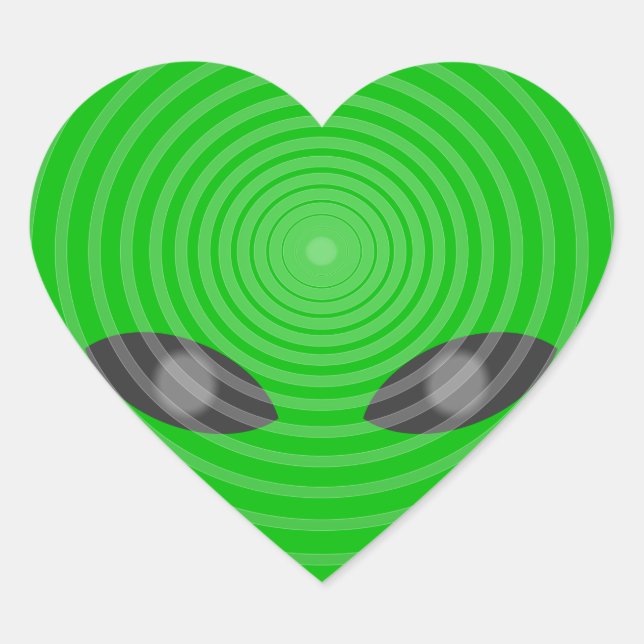 Alien Head Mind Kontrolle Herz-Aufkleber (Vorderseite)