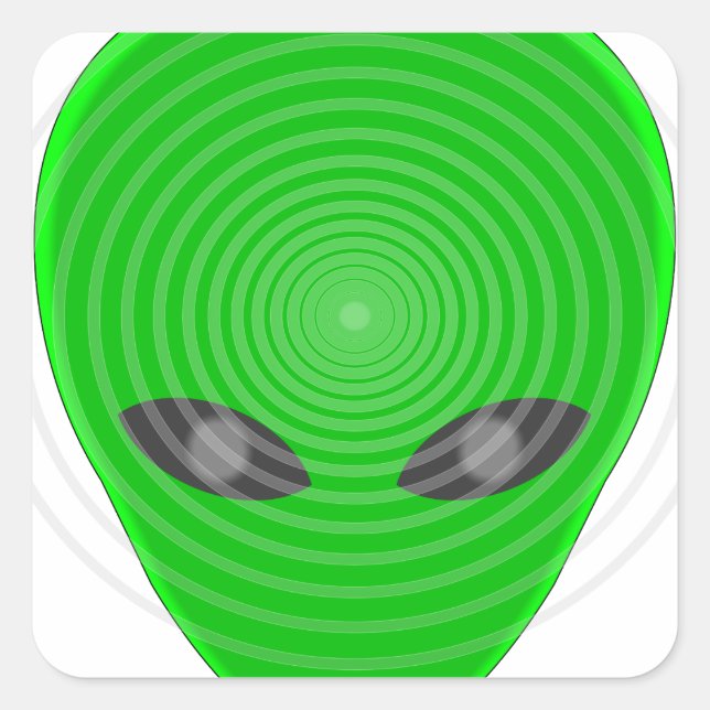 Alien Head Mind Kontrolle Quadratischer Aufkleber (Vorderseite)