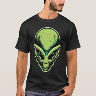 Alien Head Neon Green Vintag Sci Fi Pullman Kunst T-Shirt