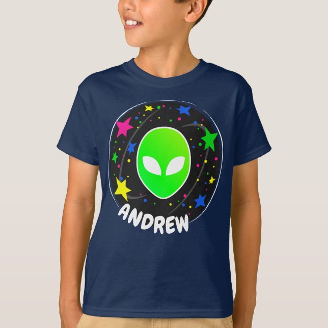 Alien Head Space Cool Planet Stars Galaxy Name T-Shirt (Vorderseite)