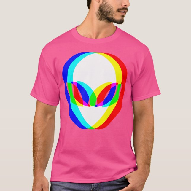 Alien Head Trippy Vaporwave Techno Rave Edm Music T-Shirt (Vorderseite)