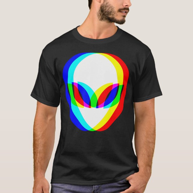 Alien Head Trippy Vaporwave Techno Rave Edm Music T-Shirt (Vorderseite)