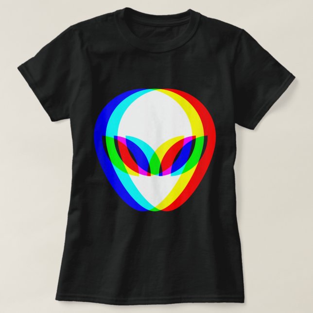 Alien Head Trippy Vaporwave Techno Rave EDM Music T-Shirt (Design vorne)