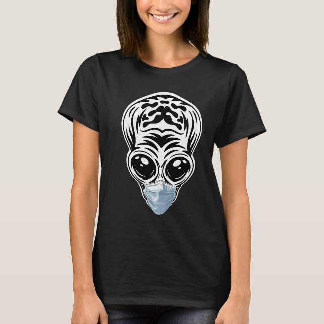 Alien Head UFO Face Mask Ich glaube, Außerirdische T-Shirt (Vorderseite)