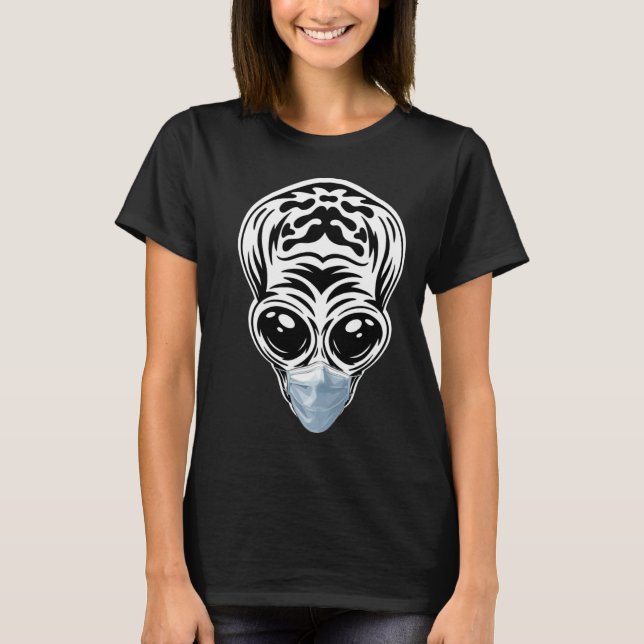 Alien Head UFO Face Mask Ich glaube, Außerirdische T-Shirt (Vorderseite)