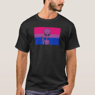Alien Head Ufo Peace Sign Gaylien Bisexual Pride F T-Shirt