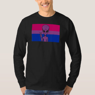 Alien Head Ufo Peace Sign Gaylien Bisexual Pride F T-Shirt