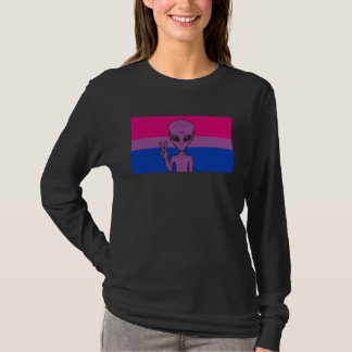 Alien Head UFO Peace Sign Gaylien Bisexual Pride F T-Shirt