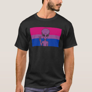 Alien Head UFO Peace Sign Gaylien Bisexual Prix F T-Shirt