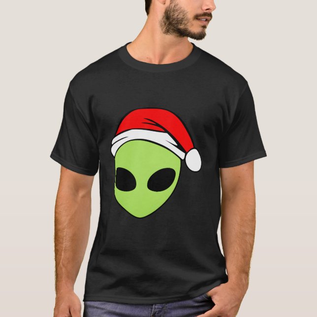 Alien Head Weihnachtsmannmütze Funny Alien glauben T-Shirt (Vorderseite)
