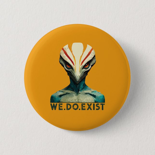 Alien Head - wir existieren Button (Vorderseite)