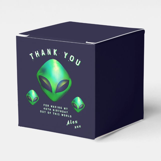 Alien Heads 40. Geburtstagsfeier Geschenkschachtel (Vorderseite)