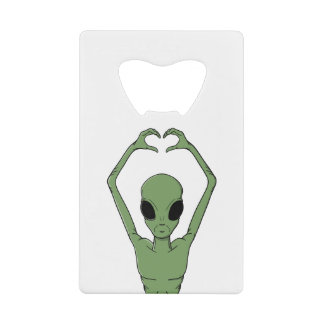Alien Heart Pose Geldbeutel Flaschenöffner